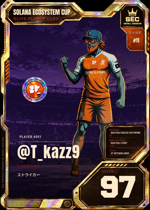 Mystic card of @T_kazz9, Superteam Netherlands